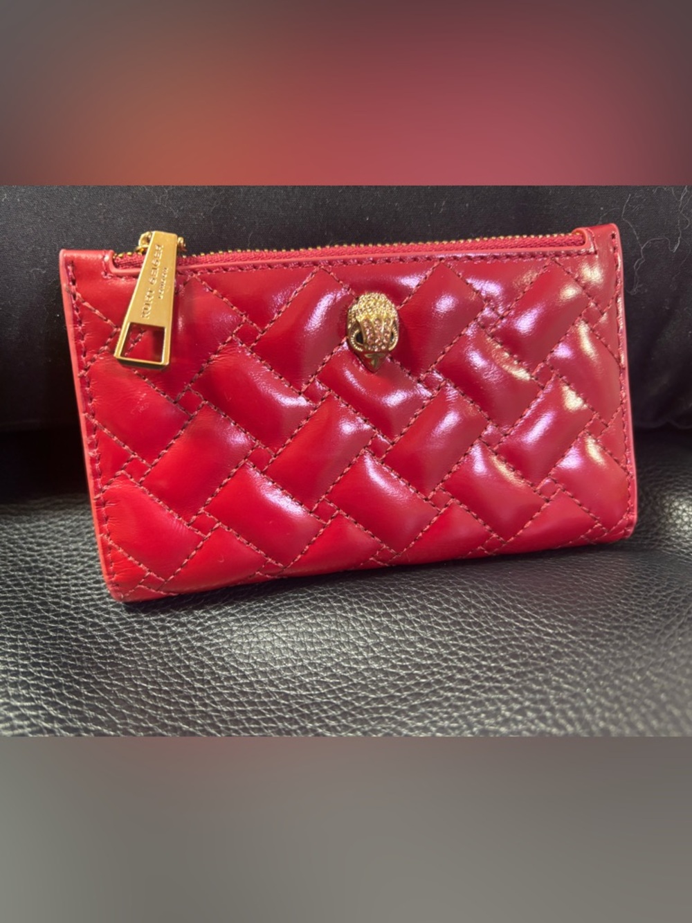 Kurt Geiger Quilted Red Leather Zip Wallet NEW W/OUT TAGS